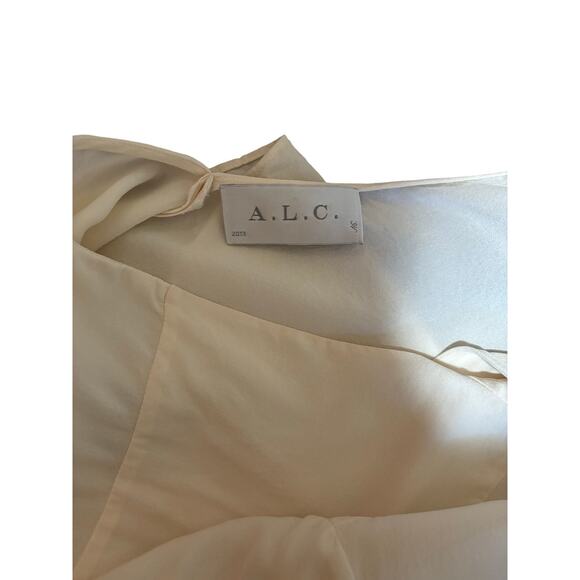 A.L.C. White 100% Silk Collared Long Sleeve Blouse Top | Size Medium - Picture 6 of 7